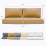 Ensemble de coussins pour fauteuils et canapés Deco-arts.fr, 120x60 cm, moka, épais 12cm avec passepoil, 1 assise et 2 dossiers