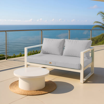 Coussin pour fauteuils et canapés Deco-arts.fr, ensemble de 3 coussins déhoussables gris galet, anti-UV, pour salon jardin 100x50 cm