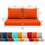 Ensemble Coussins Salon Jardin 100x50 Orange - Déhoussable & Anti-UV (1 Assise + 2 Dossiers)