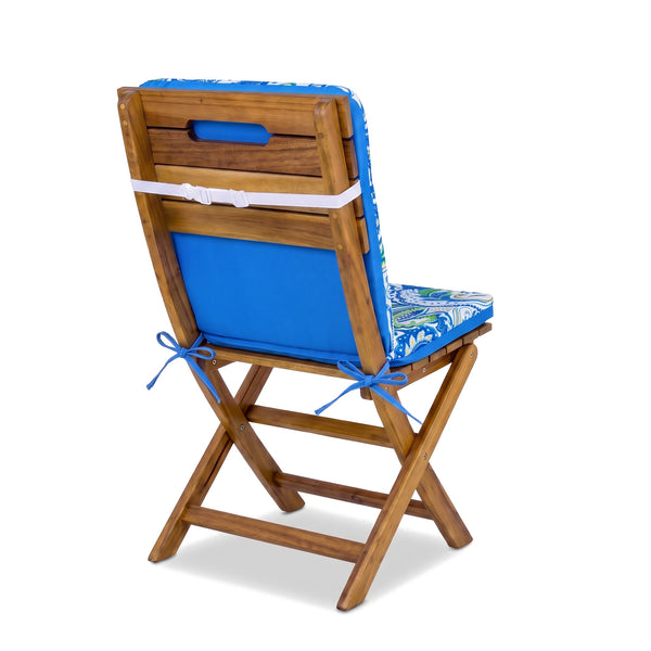 High-back chair cushion, Arabesque Pattern – plain back, adjustable strap and ties