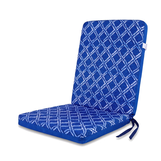 95x40 high-back chair cushion, Blue Nautical Pattern, one-piece seat and back