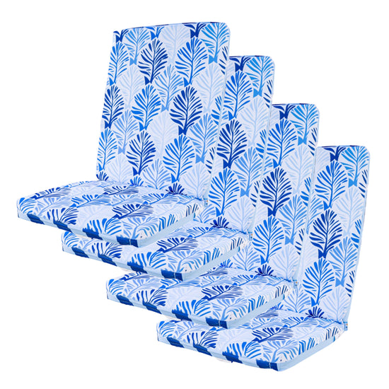 Lot de 4 Coussins pour chaises 95 x 40 cm motif feuillage Bleu - Deco-arts.fr