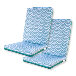 Lot de 2 Coussins Chaise Haut Dossier 95x40 - Motif Éventails Verts (Confort 5cm)