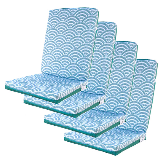 Lot de 4 Coussins pour chaises 95 x 40 cm motif Éventails Verts - Deco-arts.fr