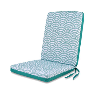 Set van 4 stoelkussens met hoge rugleuning 95x40 - Motif Éventails Groens (Comfort 5cm)
