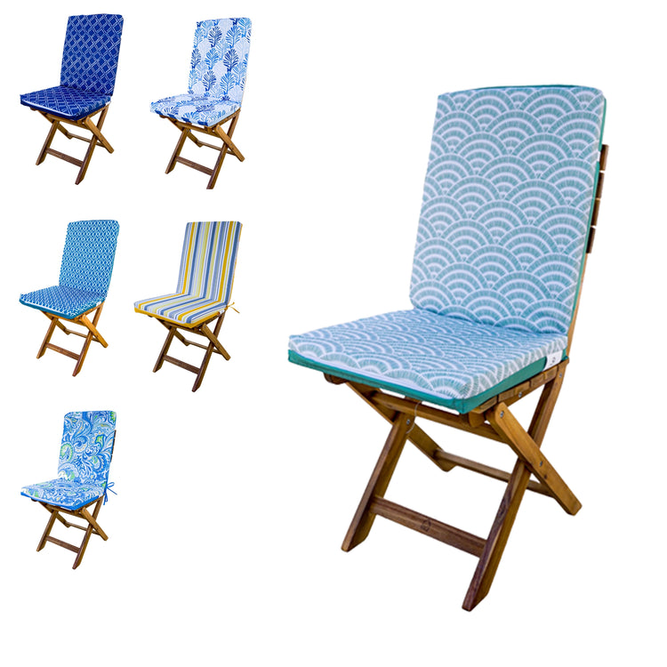 Lot de 4 Coussins pour chaises 95 x 40 cm motif Éventails Verts - Deco-arts.fr