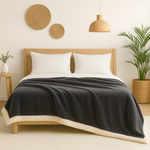 Plaid Sherpa Flanelle 480GSM 200x240 Gris Anthracite DECO ARTS - Deco-arts.fr