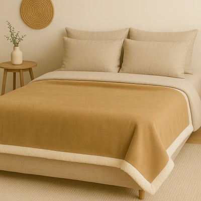 Plaid Sherpa Flanelle 150x200 Beige - vue latérale