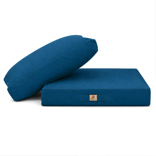 Ensemble Coussins Salon Jardin 60x70 Bleu Pétrole - Déhoussable & Anti-UV (Assise + Dossier)