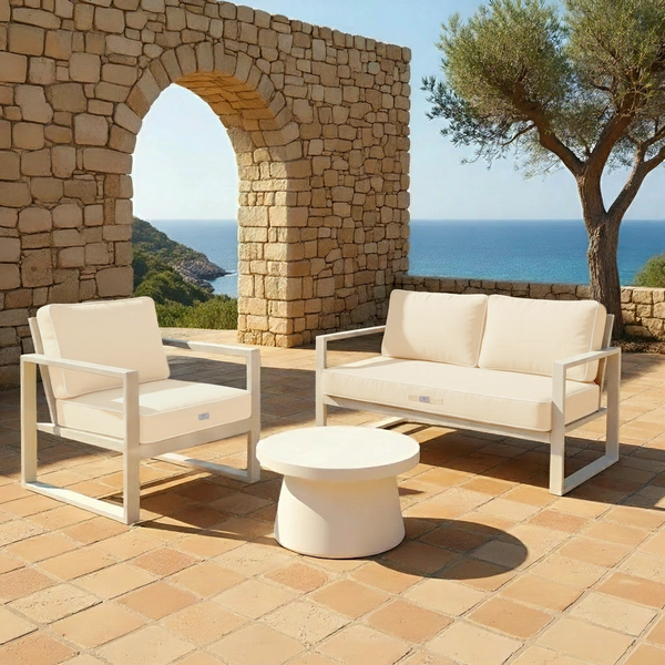 Coussins pour salon de jardin premium déhoussable 100x50cm - Jaune beurre - Déco Arts