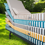 Coussin bain de soleil premium avec coussin - Rayures Turquoises - Deco-arts.fr