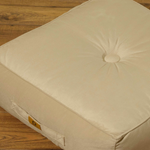 Pouf en velours 50 x 50 x 14 cm lot de 2 - crème - Deco-arts.fr