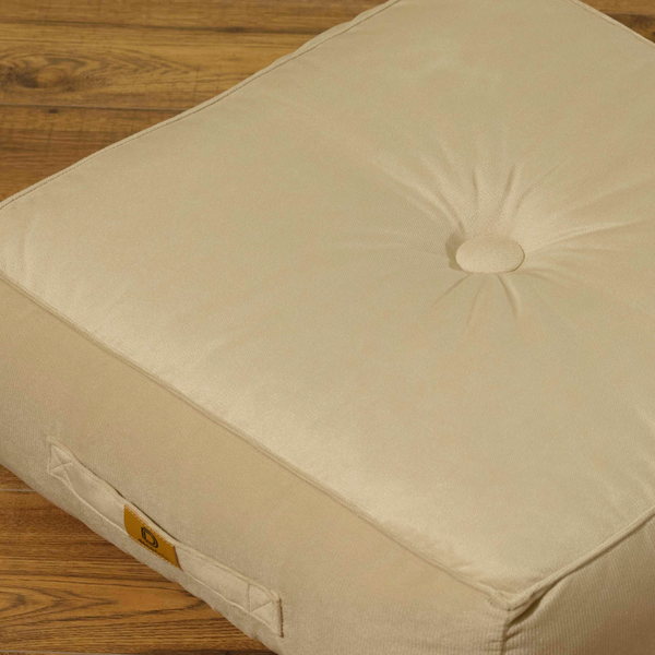 Pouf en velours 50 x 50 x 14 cm lot de 2 - crème - Deco-arts.fr