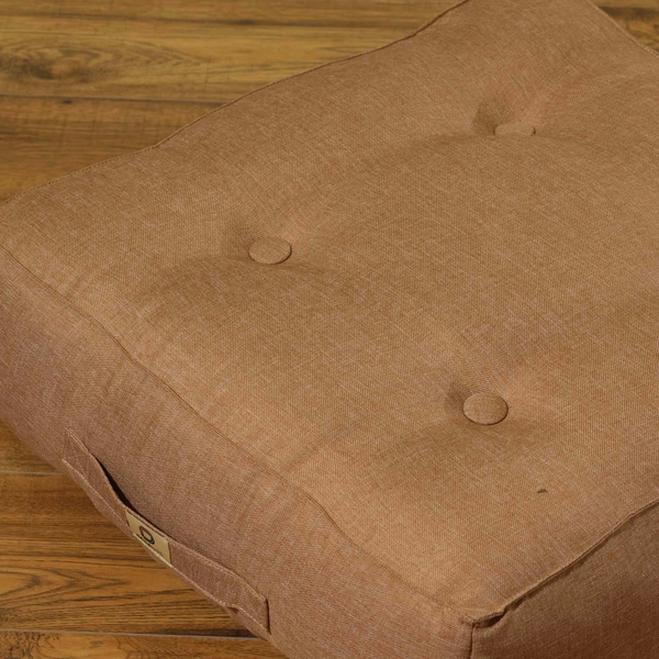 Deux poufs d'intérieur en lin beige clair, épais 18cm, parfaits pour la décoration moderne, de la marque Deco-arts.fr.