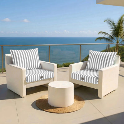 Coussins pour fauteuils et canapés de jardin, ensemble Rayure Gris Clair 50x50 cm, assise et dossier, tissu 270g, Deco-arts.fr