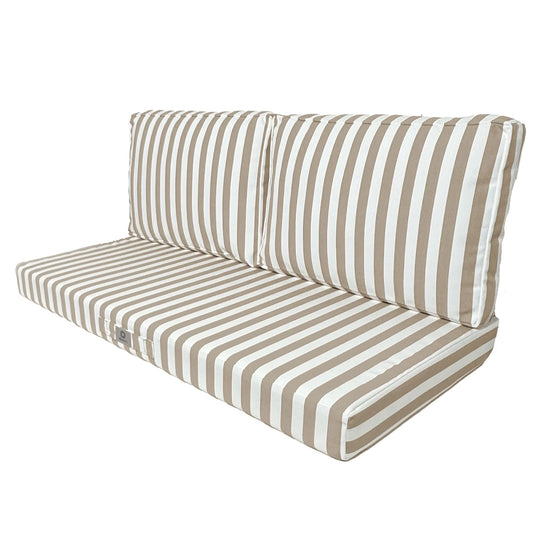 Ensemble de 3 coussins pour salon de jardin, rayure beige, 100x50 cm, pour fauteuils et canapés, en tissu premium 270g