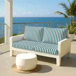 Ensemble Coussins Salon Jardin 100x50 Rayure Vert - vue principale