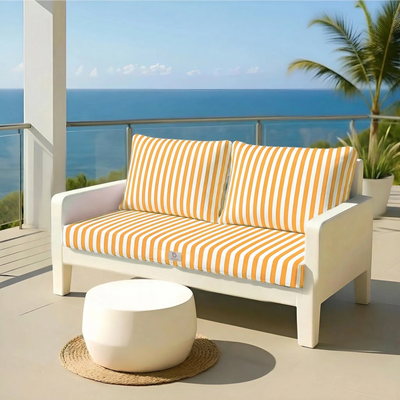 Ensemble Coussins Salon Jardin 120x60 Rayure Jaune - vue principale
