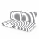 Tuinlounge kussenset 120x60 Lichtgrijze strepen - Premium 270g (1 Zitting + 2 Rugleuningen)