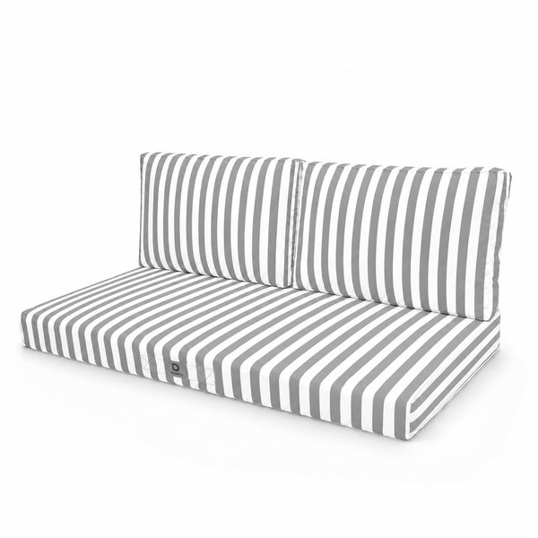Tuinlounge kussenset 120x60 Lichtgrijze strepen - Premium 270g (1 Zitting + 2 Rugleuningen)