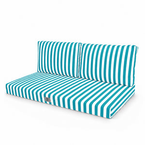 Gartenlounge-Kissen-Set 120x60 Türkise Streifen - Premium 270g (1 Sitzfläche + 2 Rückenlehnen)