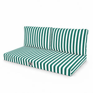 Garden Lounge Cushion Set 120x60 Stripe Green - Premium 270g (1 Seat + 2 Backrests)