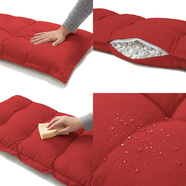 Coussin Banc & Sol Capitonné 120x60 Rouge : moelleux, garnissage flocons de mousse, nettoyage à l'éponge, déperlant