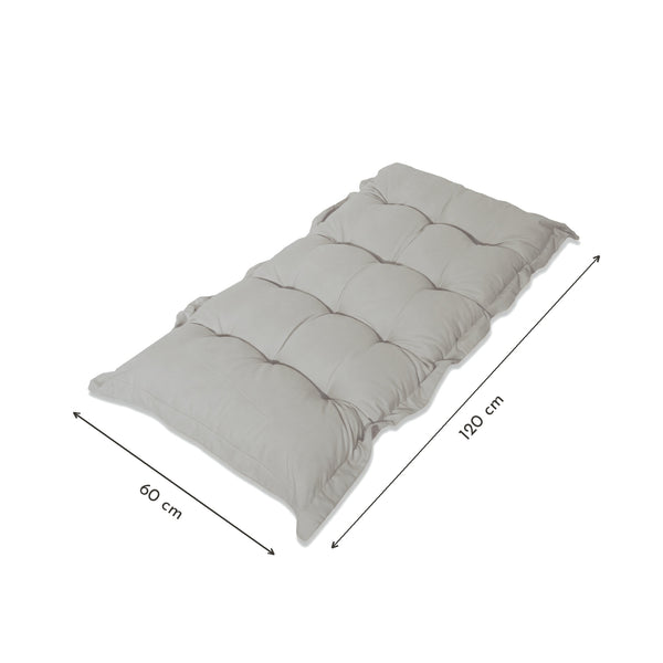 Coussin Banc & Sol Capitonné 120x60 Gris Galet – dimensions 120 x 60 cm