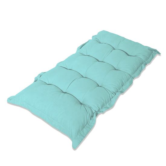 Coussin Banc & Sol Capitonné 120x60 Bleu Caraïbes, capitons cousus