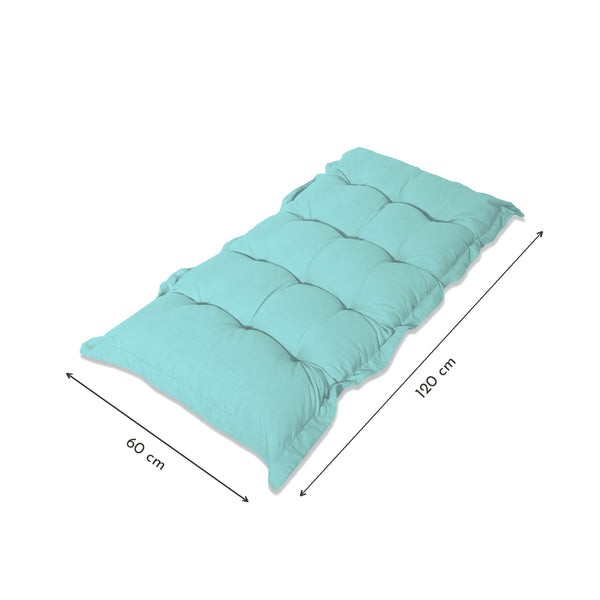Tufted Bench & Floor Cushion 120x60 Caribbean Blue, foam flake filling