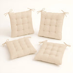 Coussin de chaise beige de 40x40 cm, lot de 4, déperlant avec attaches, pour intérieur et extérieur, de Deco-arts.fr