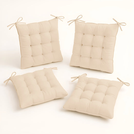 Lot de 4 Galettes de chaise 40 x 40 cm - Beige - Deco-arts.fr