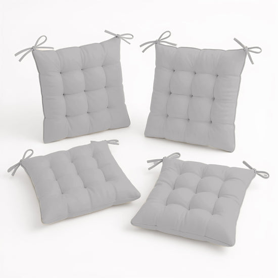 Lot de 4 Galettes de chaise 40 x 40 cm - Gris clair - Deco-arts.fr