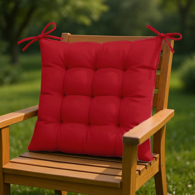 Lot de 4 Galettes de chaise 40 x 40 cm - Rouge piment - Deco-arts.fr