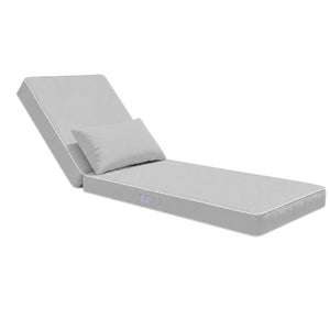 Premium Sun Lounger Cushion 190x60 Light Grey - 10cm Thick & Headrest (Removable Cover)