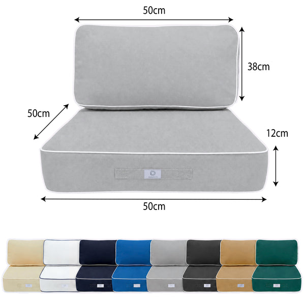 Premium Cushion Set 50x50 Light Grey - Thick 12cm & Piped Finish