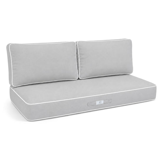 Premium Cushion Set 120x60 Light Grey - 1 Seat + 2 Backrests (Thick 12cm & Passepoil)