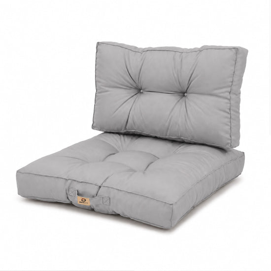 Conjunto de Almofadas Acolchoadas 60x60 Cinzento Seixo - Espesso 15cm & Macio (Assento + Encosto)
