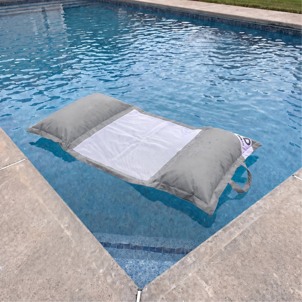 Pouf Flottant Piscine XXL 170x90 Gris Galet - Matelas Hamac à Billes (Confort Adulte)