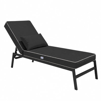 Matelas Transat Premium 190x60 Gris Foncé - Épais 10cm & Têtière (Déhoussable)