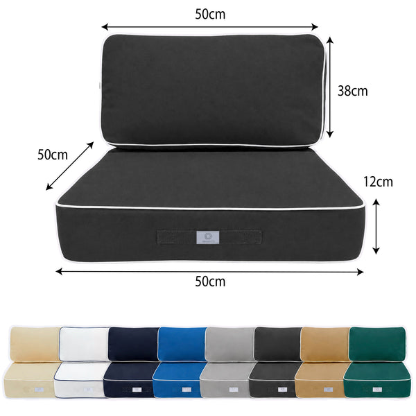Premium Cushion Set 50x50 Dark Grey - Thick 12cm & Piped Finish
