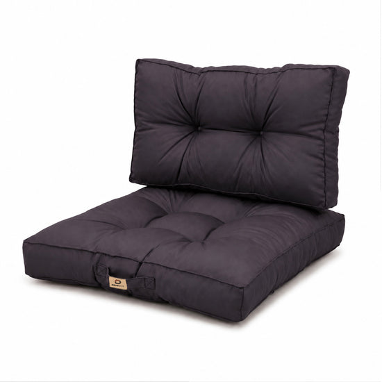 Conjunto de Almofadas Acolchoadas 60x60 Cinzento Carbono - Espesso 15cm & Macio (Assento + Encosto)