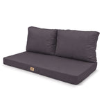 Garden Lounge Cushion Set 120x60 Carbon Grey - Removable Cover & UV-Resistant (1 Seat + 2 Backrests)