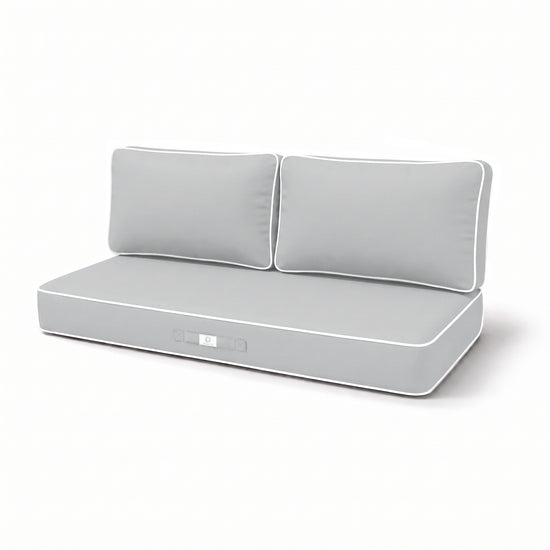 Premium kussenset 100x50 Lichtgrijs - 1 Zitting + 2 Rugleuningen (Dik 12cm & Passepoil)