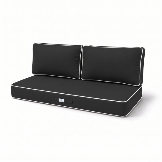 Ensemble Coussins Premium 100x50 Gris Foncé - 1 Assise + 2 Dossiers (Épais 12cm & Passepoil)