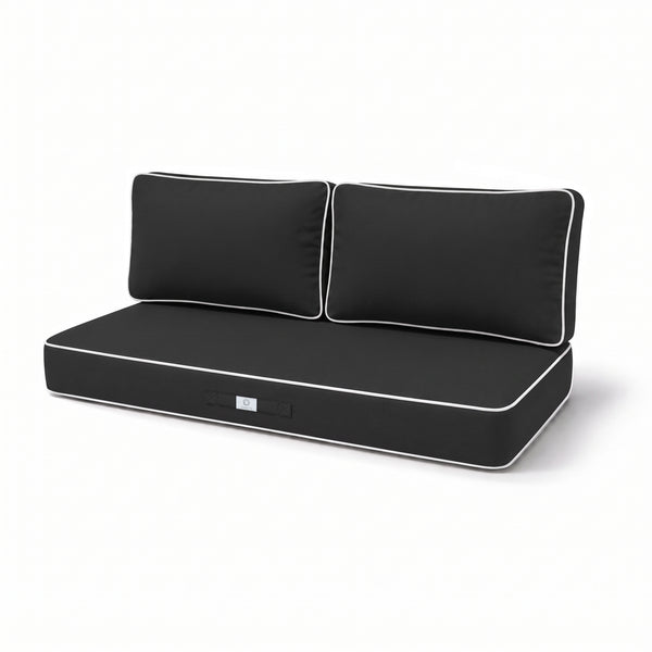 Ensemble Coussins Premium 100x50 Gris Foncé - 1 Assise + 2 Dossiers (Épais 12cm & Passepoil)