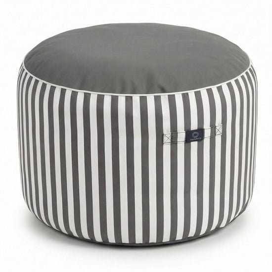 Round Striped Pouf Dark Grey - Premium 270g - Height 40cm Diameter 70cm