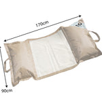 Pouf flottant beige pour piscine XXL 170x90, matelas hamac à billes, pouf extérieur confortable pour adultes.