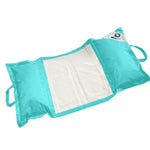 Pouf flottant piscine XXL 170x90 cm bleu Caraïbes, matelas hamac à billes pour extérieur, confort adulte.