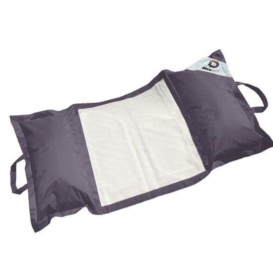 Pouf flottant de piscine XXL gris carbone, matelas hamac à billes pour confort adulte, extérieur, Deco-arts.fr